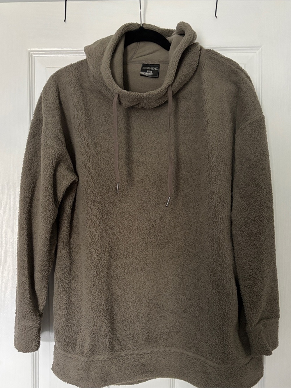 32 Degrees Women's Olive Crewneck Sherpa Pullover Hoodie